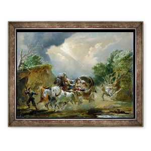 Tablou inramat - Philip James Loutherbourg - Antrenorul intr-o furtuna, 60 x 80 cm