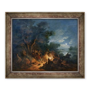 Tablou inramat - Philip James Loutherbourg - Atac de hoti pe timp de noapte, 70 x 85 cm