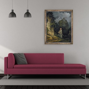 Tablou inramat - Philip James Loutherbourg - Vizitator la o biserica luminata de luna, 70 x 85 cm - Img 2