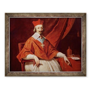 Tablou inramat - Philippe de Champaigne - Cardinalul din Richelieu 1585 - 1642, prelat francez si om de stat detaliu al partii superioare a corpului, 60 x 80 cm