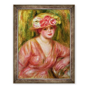 Tablou inramat - Pierre Auguste Renoir - Palaria de trandafir sau Portretul lui Lady Hessling, 70 x 90 cm