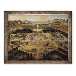 Tablou inramat - Pierre Patel - Vedere de perspectiva a Castelului, Gradinilor si Parcului Versailles vazut de pe Avenue de Paris, 70 x 90 cm