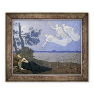 Tablou inramat - Pierre Puvis de Chavannes - Visul - in somn, el a vazut dragostea, gloria si bogatia aparandu-i, 50 x 60 cm