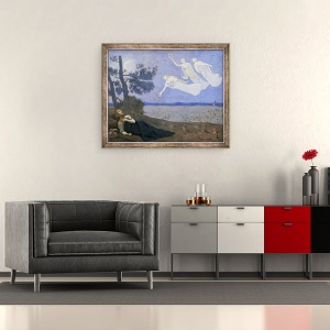 Tablou inramat - Pierre Puvis de Chavannes - Visul - in somn, el a vazut dragostea, gloria si bogatia aparandu-i, 50 x 60 cm - Img 2