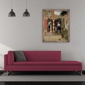 Tablou inramat - Pieter de Hooch - Curtea unei case in Delft, 70 x 85 cm - Img 2