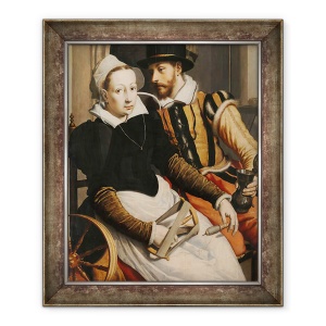 Tablou inramat - Pieter I Pietersz. - Barbat si femeie la o roata de filare, 50 x 60 cm