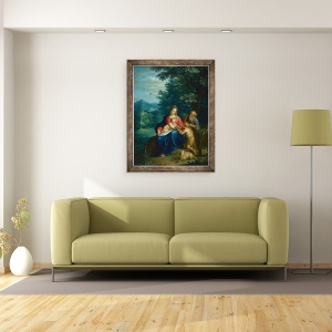 Tablou inramat - Pieter van Avont - Sfanta familie cu pruncul Sfantul Ioan Botezatorul, 70 x 90 cm - Img 2