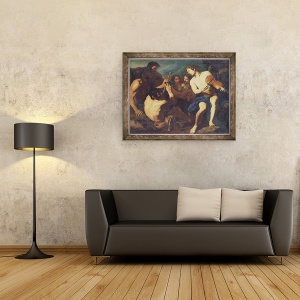 Tablou inramat - Pietro Antonio Novelli - Duel muzical intre Apollo si Marsyas, 60 x 80 cm - Img 2
