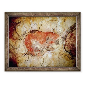 Tablou inramat - Prehistoric - Bison din pesterile Altamira, paleolitic superior, 70 x 90 cm