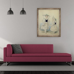 Tablou inramat - Pyotr Fyodorovich Sokolov - Portretul Marii Printese Olga si Alexandra in rochie de lux, 70 x 85 cm - Img 2