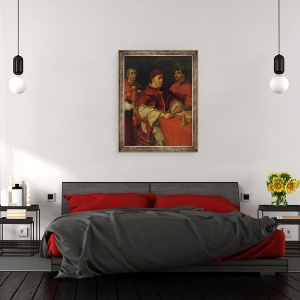 Tablou inramat - Raphael - Leo X cu Cardinalii Giulio de Medici si Luigi de Rossi, 70 x 90 cm - Img 3