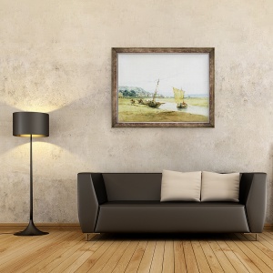 Tablou inramat - Richard Parkes Bonington - Near Honfleur, 70 x 90 cm - Img 2