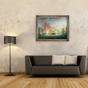 Tablou inramat - Richard Paton - Batalia Lunii, Batalia de la Capul St Vincent, 70 x 90 cm - Img 2