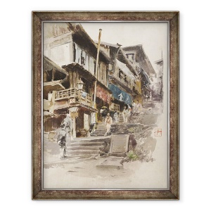 Tablou inramat - Robert Frederick Blum - A Street in Ikao, Japonia II, 70 x 90 cm