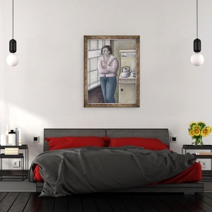 Tablou inramat - Ruth Addinall - Femeie Fumatul la fereastra, 70 x 90 cm - Img 3