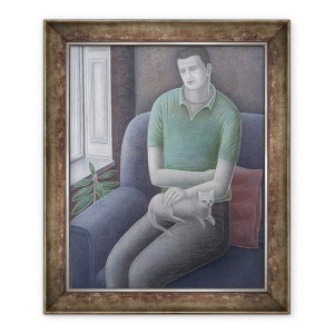 Tablou inramat - Ruth Addinall - Tanar cu Pisica, 50 x 60 cm