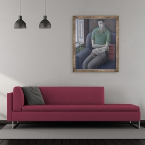 Tablou inramat - Ruth Addinall - Tanar cu Pisica, 50 x 60 cm - Img 2