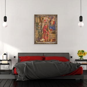 Tablou inramat - Sandro Botticelli - Altarul Sfantului Barnaba, Fecioara si Pruncul intronat, detaliu al Sfantului Ioan Botezatorul, Sfantul Ignace Episcopul Antiohia, Sfantul Mihail, 60 x 80 cm - Img 3