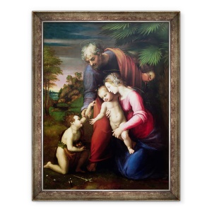 Tablou inramat - Sanzio of Urbino Raphael - Sfanta familie cu Ioan Botezatorul, 70 x 90 cm