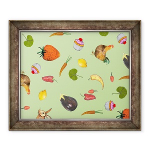 Tablou inramat - Sarah Thompson-Engels - Animale si legume, 70 x 85 cm
