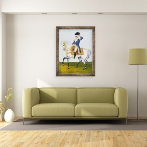 Tablou inramat - Scoala americana - Generalul Washington pe un incarcator alb, 70 x 90 cm - Img 2