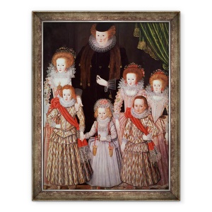 Tablou inramat - scoala engleza - Grupul Tasburgh, Lettice Cressy, Lady Tasburgh din Bodney, Norfolk si copiii ei, 70 x 90 cm