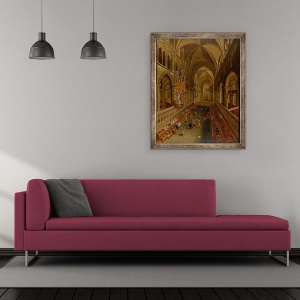 Tablou inramat - Scoala Engleza - Interiorul Catedralei Canterbury, 50 x 60 cm - Img 2