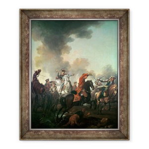 Tablou inramat - Scoala Engleza - Thomas Brown in batalia de la Dettingen, 50 x 60 cm