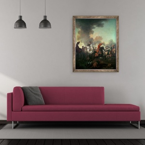 Tablou inramat - Scoala Engleza - Thomas Brown in batalia de la Dettingen, 50 x 60 cm - Img 2