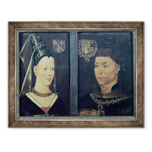 Tablou inramat - Scoala flamanda - Portret dublu al lui Charles le Temeraire 1433-82 Duce de Burgundia si al sotiei sale, 60 x 80 cm