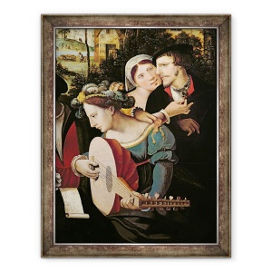 Tablou inramat - Scoala flamanda - Scena Galante la Portile Parisului I, 70 x 90 cm