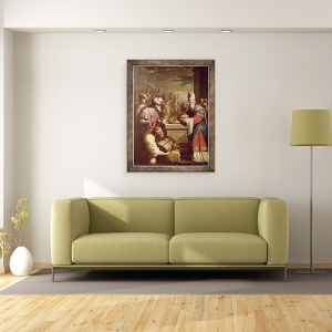 Tablou inramat - Scoala franceza - Melchizedek Oferind paine si vin, 60 x 80 cm - Img 2