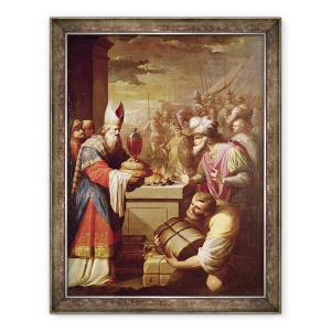 Tablou inramat - Scoala franceza - Melchizedek Oferind paine si vin, 70 x 90 cm