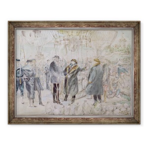 Tablou inramat - Scoala franceza - Plecarea lui Leon Michel Gambetta 1838-82 in balon LArmand-Barbes, 70 x 90 cm