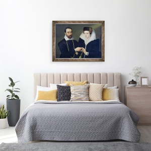 Tablou inramat - Scoala franceza - Portretul unui cuplu, 60 x 80 cm - Img 3
