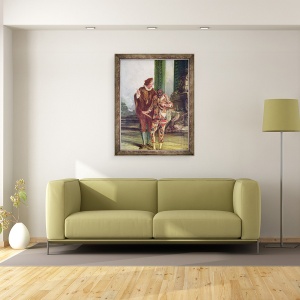 Tablou inramat - Scoala franceza - Scena din Commedia dellArte II, 60 x 80 cm - Img 2