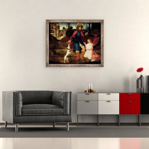 Tablou inramat - Scoala Germana - Vindecarea Sfantului Roch, 50 x 60 cm - Img 2
