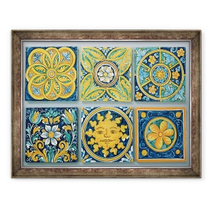 Tablou inramat - Scoala Italiana - Placi ceramice in stilul tipic Caltagirone, 70 x 90 cm