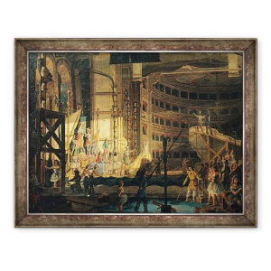 Tablou inramat - Scoala Italiana - Pregatirea peisajului intr-un teatru, 60 x 80 cm