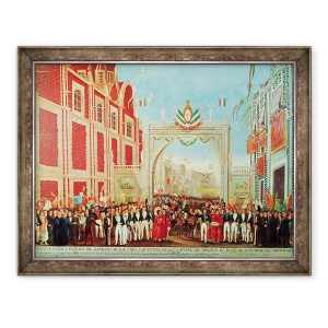 Tablou inramat - Scoala Mexicana - Intrarea solemna si pasnica a armatei celor trei garantii in Mexico City pe 27 septembrie, 70 x 90 cm