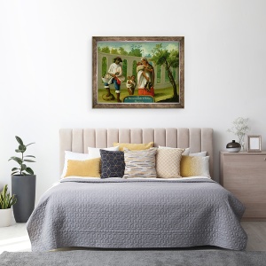 Tablou inramat - Scoala Mexicana - Un cuplu Arvarrasado si Barsino indian cu copiii lor, 60 x 80 cm - Img 3