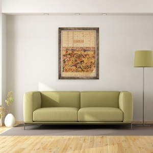 Tablou inramat - Scoala Persana - Acuzatia Cavalierilor din Faramouz, ilustrare din Shahnama Cartea Regilor, 70 x 90 cm - Img 2