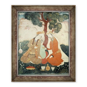 Tablou inramat - Scoala Persana - Scena galante din epoca lui Shah Abbas I, 50 x 60 cm