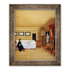 Tablou inramat - Scoala Rusa - Interior cu o femeie asezata, 70 x 85 cm