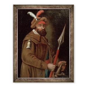 Tablou inramat - Scoala Rusa - Portretul lui Yermak Timofeevici d.1584/5, 60 x 80 cm