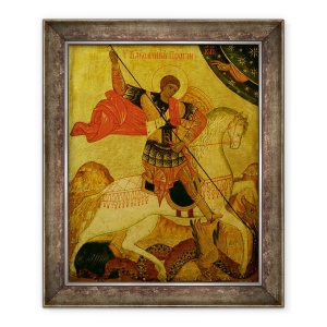 Tablou inramat - Scoala Rusa - Sfantul Gheorghe omorand dragonul, 50 x 60 cm