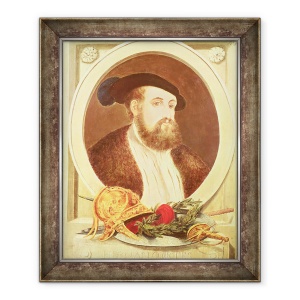 Tablou inramat - Scoala Spaniola - Portretul lui Hernan Cortes 1485-1547, 50 x 60 cm