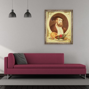 Tablou inramat - Scoala Spaniola - Portretul lui Hernan Cortes 1485-1547, 50 x 60 cm - Img 2