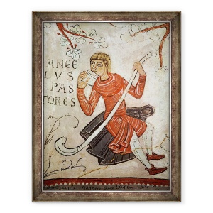 Tablou inramat - Scoala spaniola - Un pastor care joaca un flageolet, detaliu al Bunei Vestiri catre Pastori, 60 x 80 cm