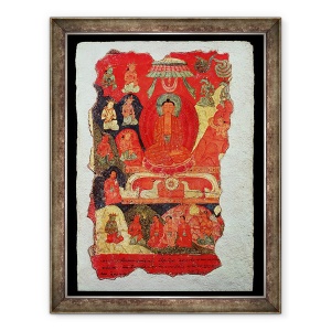 Tablou inramat - Scoala tibetana - Prima Predica a lui Buddha, 60 x 80 cm